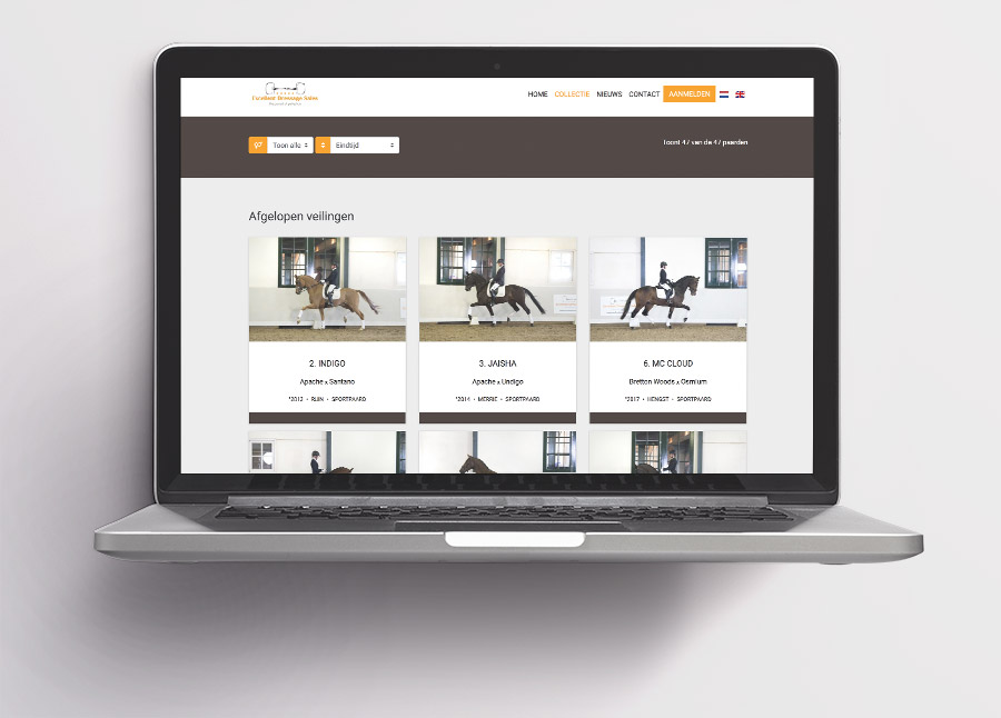 Excellent Dressage Sales, een online veiling op het platform van Pweb Solutions